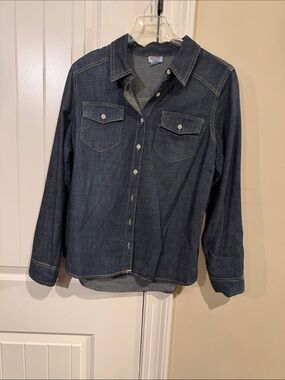 Mossimo Supply Co. Dark Blue Denim Button-Front Shirt